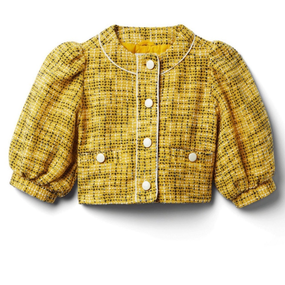Janie and Jack yellow tweed blazer size 8